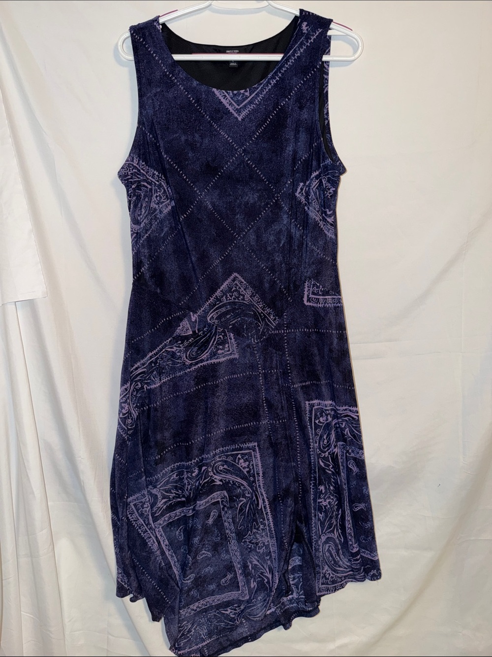 Simply Vera Vera Wang Navy and Light Purple Paisley Midi Dress